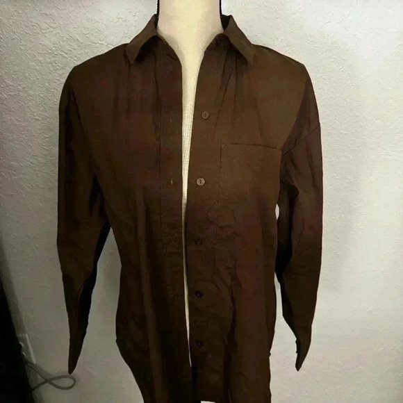 Abercrombie & Fitch Button Front Oversized Shirt Brown - Picture 2 of 6